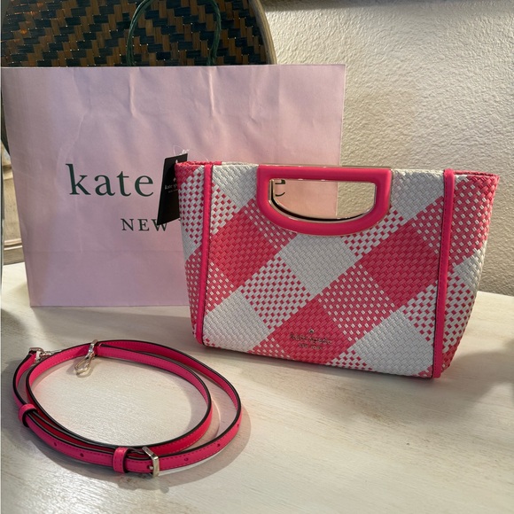 kate spade Pink & White Checkered Satchel with Removable Strap - Picture 6 of 6